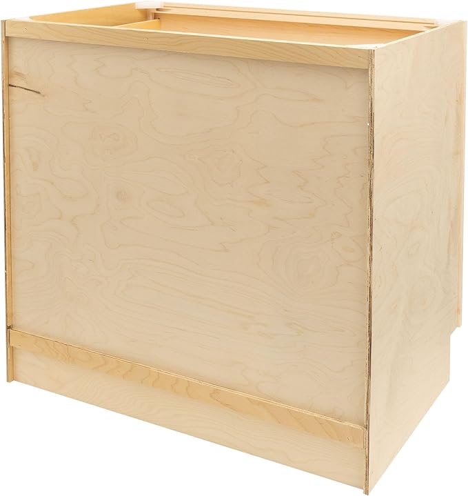 Quicklock RTA (Ready-to-Assemble) | Base Kitchen Cabinets - Shaker Style | Made in America (Raw Maple, 33" Wx34.5 Hx24 D Base)