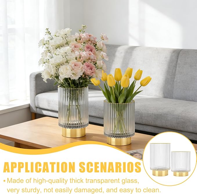 Makeup Brush Holder Organizer, Heavy Crystal Glass Brush Storage Holder, Vintage Cosmetic Make Up Bathroom Brushes Cup Pen Pencil Toothbrush Holder Striped Vase (Clear S+L)