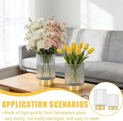 Makeup Brush Holder Organizer, Heavy Crystal Glass Brush Storage Holder, Vintage Cosmetic Make Up Bathroom Brushes Cup Pen Pencil Toothbrush Holder Striped Vase (Clear S+L)