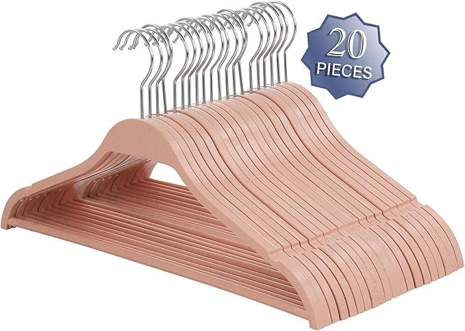Elama Home 20 Piece Biodegradable Coat Hangers in Pink (ELH-20)
