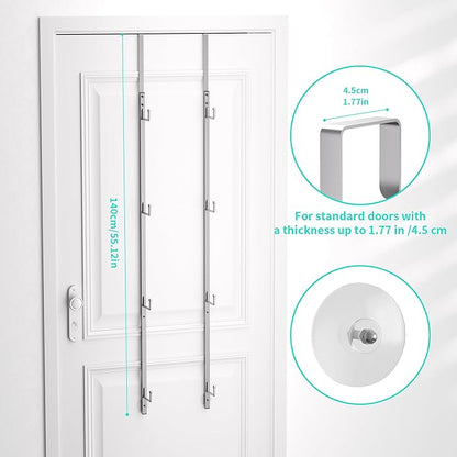 HapiRm Over Door Hat Rack - 2 Packs Hat Organizer with 8 Hooks Design, Hanging Baseball Cap Organizer Storage Holds Up to 40 Caps for Door, Bedroom, Closet (Sliver)