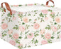 CLOCOR Rectangular Storage Basket Empty,Gift Basket,Waterproof Storage Bin with Handles,Room Decor(Watercolor Rose)