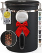 Veken Coffee Canister with Window,Airtight Stainless Steel Pantry Container,Kitchen Food Storage Organizers for Beans,Ground,Espresso,Rice,Tea,Sugar, Cereal, Bar Accessories,Gifts,Lids,Jars,22OZ,Black
