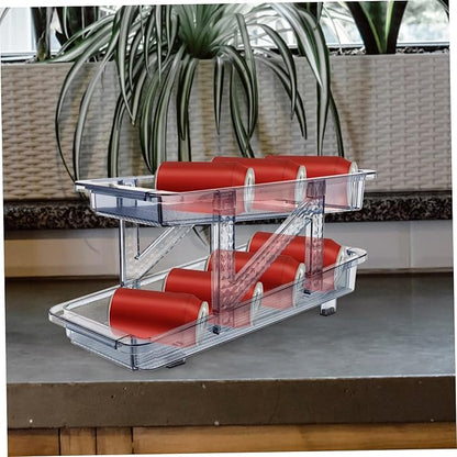 LABRIMP Double Tier Fridge Can Organizer Beverage Dispenser for Beer Wine and Soda for Home and Kitchen Storage