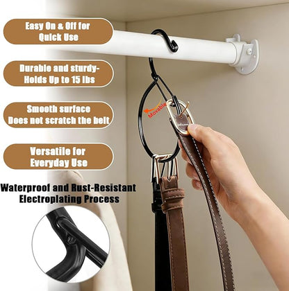 Belt Hanger for Closet, Metal Rust-Proof Belt Rack, Scarf Hanger, Hat Hanger, Tie Hanger, Ideal for Organizing Belts, Ties, Scarves, Hats, and Bags in Your Wardrobe (6 Pack)