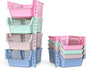TidyFriend 4 Pack Stackable Storage Bins Open Front for Pantry Organizers and Storage, Plastic Storage Bins, Dorm Room Essentials, Pantry Storage for Snacks, Toiletries, and Small Essentials (Multi)