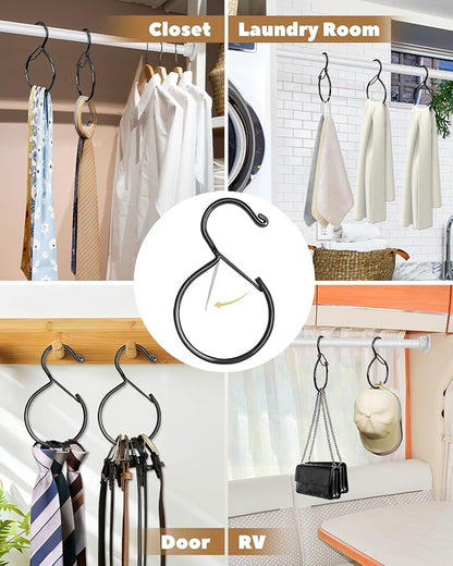 Supforce 6 Pack Belt Hanger, Tie Hanger & Belt Organizer, Rust-Proof Belt Hanger for Closet, Ties, Scarves, Bags & Accessories, Keeps Closet Neat & Organized, Black