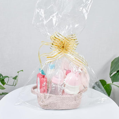 ABenkle Small Storage Basket, Mini Basket, Cute Tiny Cotton Rope Woven Basket, Shelf Basket, Boho Decorative Toy Dog Cat Basket for Nursery, Bedroom, Spa, Empty Gift Basket - XS, Mixed Brown