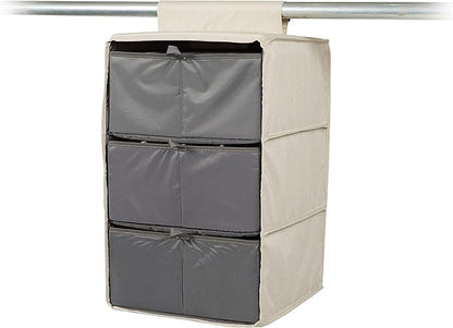 Covermates Keepsakes Hanging Closet Organizer Set – Heavy Duty Wardrobe Storage Shelves with Trays & Dividers – Vertical Dresser for Sweaters, Shoes, and Handbags, Beige Heather