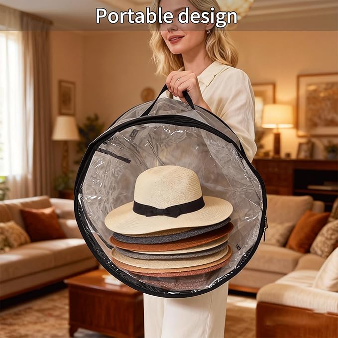 4-Piece Hat Storage Box, a Large-Capacity, Foldable, Transparent and Multi-Functional Organizer With Handle, Suitable for Storing Cowboy Hats, Top Woolen Hats Baseball Caps