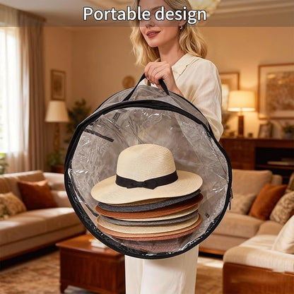 4-Piece Hat Storage Box, a Large-Capacity, Foldable, Transparent and Multi-Functional Organizer With Handle, Suitable for Storing Cowboy Hats, Top Woolen Hats Baseball Caps