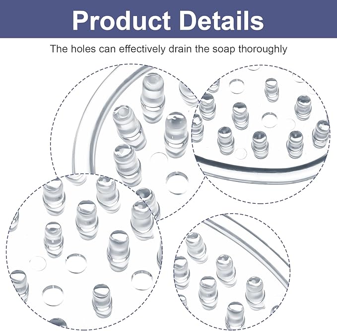2 Pcs Plastic Soap Holder, Clear Soap Dish Bar Saver Tray with Holes Soaps, Self-Draining Soaps Dish Sponge Tray for Kitchen Bathroom Shower Counter