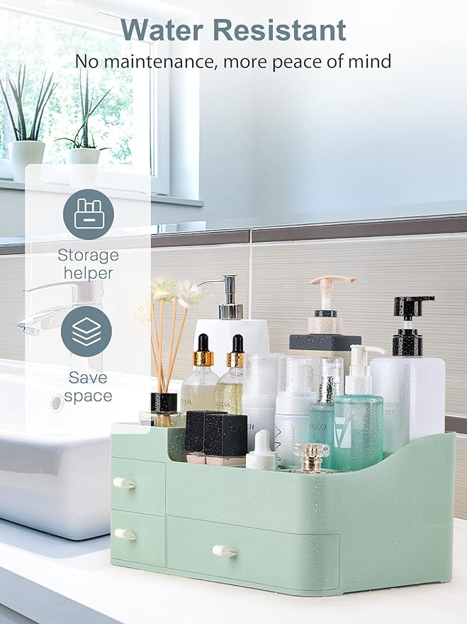 Makeup Organizer with Drawers,Large Capacity Countertop Organizer for Vanity,Bathroom and Bedroom Desk Cosmetics Organizer for Skin Care,Brushes, Eyeshadow, Lotions, Lipstick, Nail Polish
