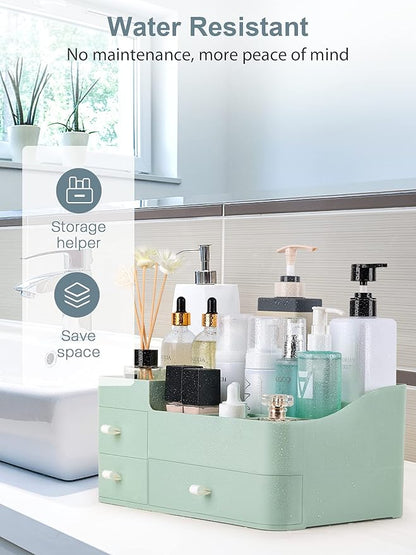 Makeup Organizer with Drawers,Large Capacity Countertop Organizer for Vanity,Bathroom and Bedroom Desk Cosmetics Organizer for Skin Care,Brushes, Eyeshadow, Lotions, Lipstick, Nail Polish