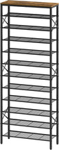 YATINEY 12 Tier Shoe Rack, Large Capacity Shoe Storage Organizer Holds 48 Pairs, Sturdy and Stable, for Entryway, Hallway, Closet, Dorm Room, Rustic Brown SS12BR