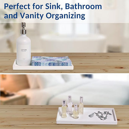 Spacewiser Countertop and Vanity Tray - 2 PC Large 11.7" Silicone Bathroom Trays, Counter Organizer, Dish Soap Sponge Holder Kitchen Sink Tray Organizer, Sink Caddy Toothbrush Key Kitchen Soap Trays