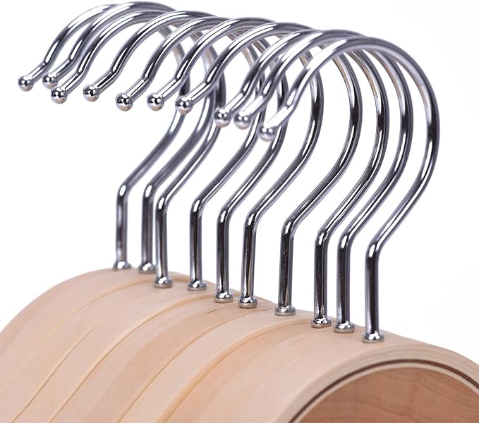 JS Hanger Lightweight Non Slip Wooden Hangers - 30 Pack Heavy Duty Wood Coat Hangers with Soft Stripes for Camisole, Jacket, Dress Clothes, Sweater, Natural Finish