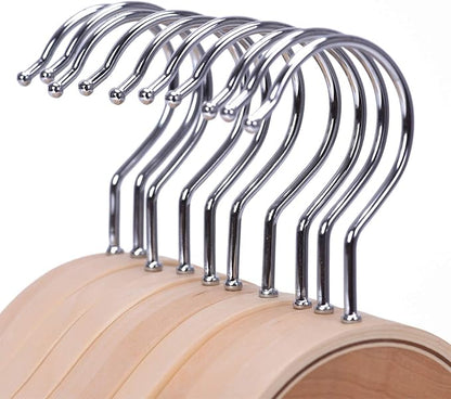 JS Hanger Lightweight Non Slip Wooden Hangers - 30 Pack Heavy Duty Wood Coat Hangers with Soft Stripes for Camisole, Jacket, Dress Clothes, Sweater, Natural Finish