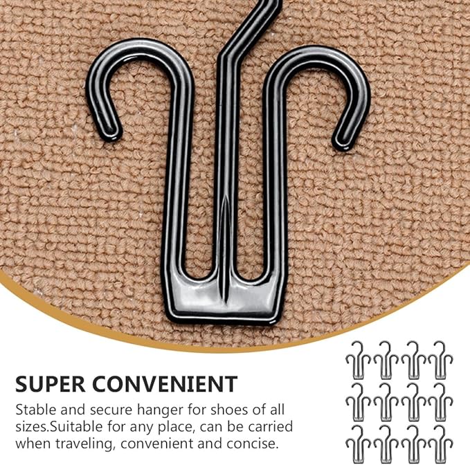 Hemoton 12pcs Shoe Hanging Hooks for Exercise Bikes Black Plastic Shoe Holder and Drying Organizer Multi-functional Hanger Rack for Home and Gym Use
