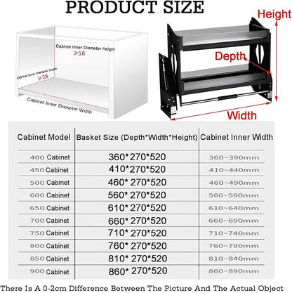 Inside Cabinet Door Organizer,Double-layer Adjustable Pull-down Shelf,Freeing Up Countertop Space,for Bar Coffee Pantry(900mm)