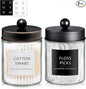 SheeChung 2-Pack Qtip Holder Dispenser-Glass Apothecary Jars with Rust-Proof Stainless Steel Lids-Modern Rustic Bathroom Vanity Organizer for Cotton Swabs, Balls, Pads(Black&Oil Rubbed Bronze)