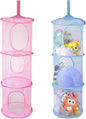 ChezMax Hanging Mesh Stuffed Animal Storage - 3 Tiers 2 Pack Large Stuffed Animal Net Organizer, Foldable Space Saver Bags Plushie Basket Organization Holder Room Bedroom Playroom Wall Blue & Red