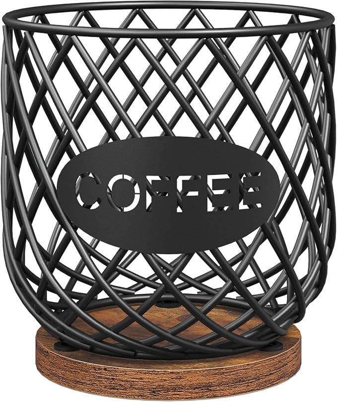 YATINEY Coffee Pod Holder Organizer, Holder for K Cup, Large Capacity Coffee Pod Basket, Versatile Coffee Capsule Storage Organizer, for Kitchen Countertop, Rustic Brown KH09BR