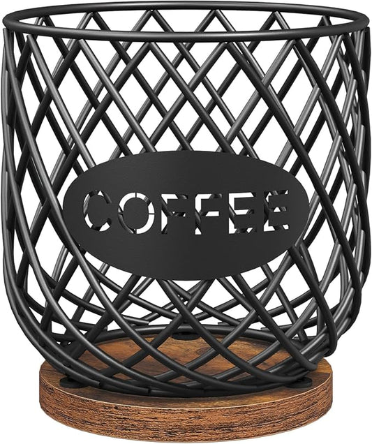 YATINEY Coffee Pod Holder Organizer, Holder for K Cup, Large Capacity Coffee Pod Basket, Versatile Coffee Capsule Storage Organizer, for Kitchen Countertop, Rustic Brown KH09BR