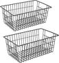 Redrubbit Wire Storage Baskets, Large Farmhouse Metal Freezer Basket Storage Organizer Bins with Handles for Kitchen Cabinets, Pantry, Closets, Bedrooms, Bathrooms, Set of 2, Black