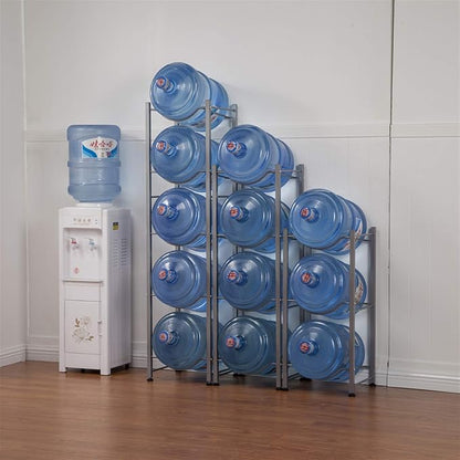 3-Tier Water Rack Stainless Steel Heavy Duty Water Cooler Jug Rack,5 Gallon Water Bottle Holder for Kitchen Office Home,Silver