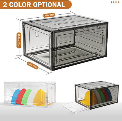 YKLSLH Hat Organizer Box, 6 Boxes for 40 Pack Hats, Upgrade Harder Solid Plastic Hat Organizer for Baseball Caps, Clear Hat Storage with Magnetic Door, Hat Rack Holder Case, White