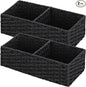 Vagusicc 2 Section Wicker Storage Basket, Black Wicker Baskets, Toilet Tank Basket, Small Baskets for Organizing Storage Shelves, 2-Pack