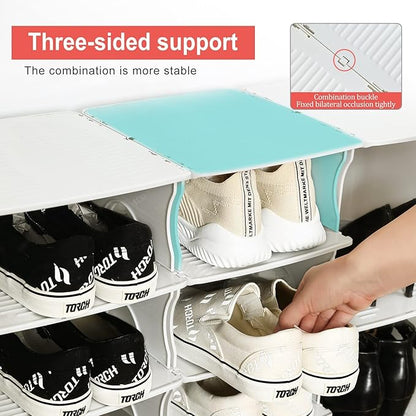 6-Tier Shoe Rack,Stackable Shoe Storage Organizer for Bedroom Entryway, Adjustable Shoe Rack,Shoe Slots Organizer Shelf, Easy Clean Shoe Tower Rack,White