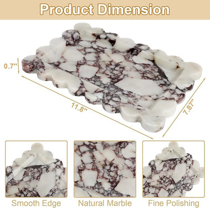 100% Natural Marble Vanity Tray - Real Stone Storage Organizer for Bathroom/Kitchen/Vanity/Dresser, Countertop Tray for Perfume, Jewelry, Home Decor, 11.8 x 7.8 x 0.7 Inch