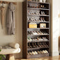 Homieasy Tall Shoe Cabinet, 9-Tier Wood Shoe Rack Organizer Cabinet for Closet, Freestanding Shoe Storage Cabinet with Adjustable Shelves for Entryway, Bedroom, Dark Walnut