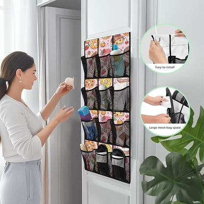 Desserts Door Hanging Shoe Organizer 12 Pockets Cookies Door Hanger Organizer for Bathroom Large Capacity Shoe Holder Hanger Pink Wall Hanging Storage