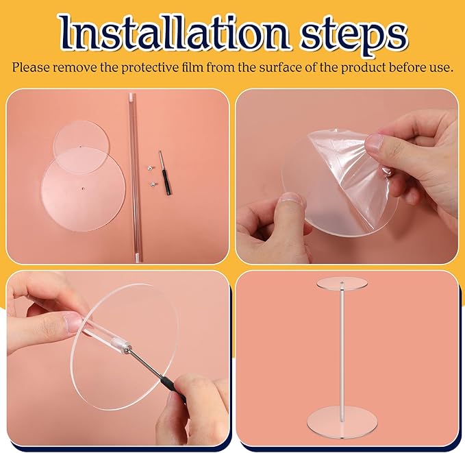 4 Pcs Acrylic Hat Stand Holder, 12 Inch Wig Display Rack Clear Thickened Pedestal Stands Round Acrylic Risers Stand for Jewelry, Watches, Caps Display