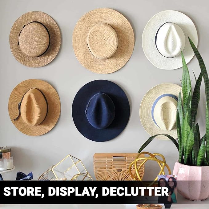 Hat Hanger Baseball Cap Fedora Western Cowboy Trucker Wall Holder Hat Hook Hat Organizer Display Rack All Types of Hats Minimalist Décor Clear Acrylic Fathers Day Gift - 2 Pack