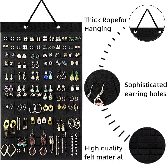 Hanging Earring Holder Organiser, Brooch Pin Display Board with 150 Slots for up to 300 Pairs of Earrings/Pins, Stud Earring Organisers and Storage Earring Holder Organizer Wall