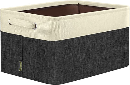 BALEINE 1 Pack Fabric Closet Storage Bins for Shelves, Linen Closet Organizers and Storage, Decorative Baskets for Organizing, Shelf, Clothes, Home, Office (Black, 12"x8"x8")