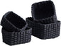 4PCS Woven Storage Baskets Set, Small Baskets for Organizing, Square Handwoven Paper Rope Organizer Bins for Shelves and Home Storage (Black)