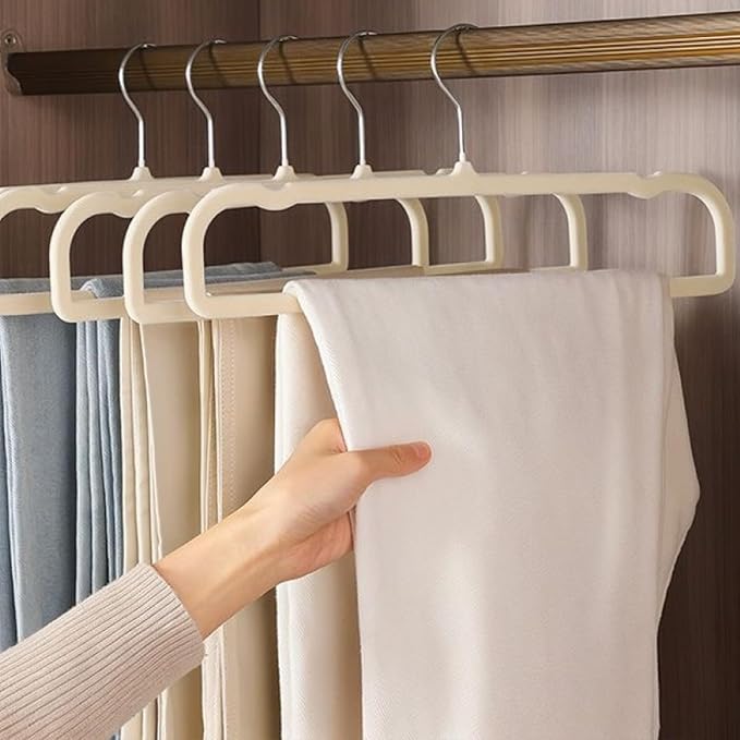 Velvet Hangers, 20pcs Heavy Duty Flocked Pant Hanger with Non-Slip Trouser Bar, 35cm(L) Adult Clothes Hangar with Swivel Hook, Slim Felt Perchas Terciopelo for Shorts, Dress, Scraf, Bar (Beige-Silver)