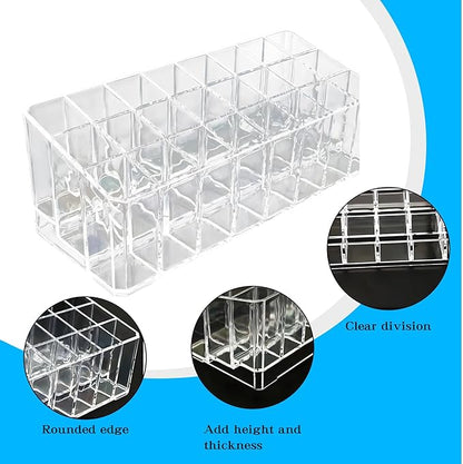 Klmnop Rollerball Perfume Organizer, 24 Space Beauty Scent Holder, Clear Perfume Storage Holder for Makeup Lipgloss Lipstick(Clear)