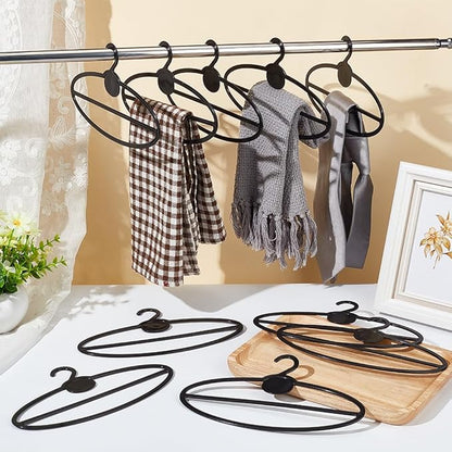 AHANDMAKER 10 Pcs Black Scarf Hanger, Oval Scarf Hanger Ring Tie Scarf Holder Organizer Space Saving Plastic Hanging Scarf Hanger, for Shop Home Scarves Headscarves Sorting Storaging, 8.7 Inch
