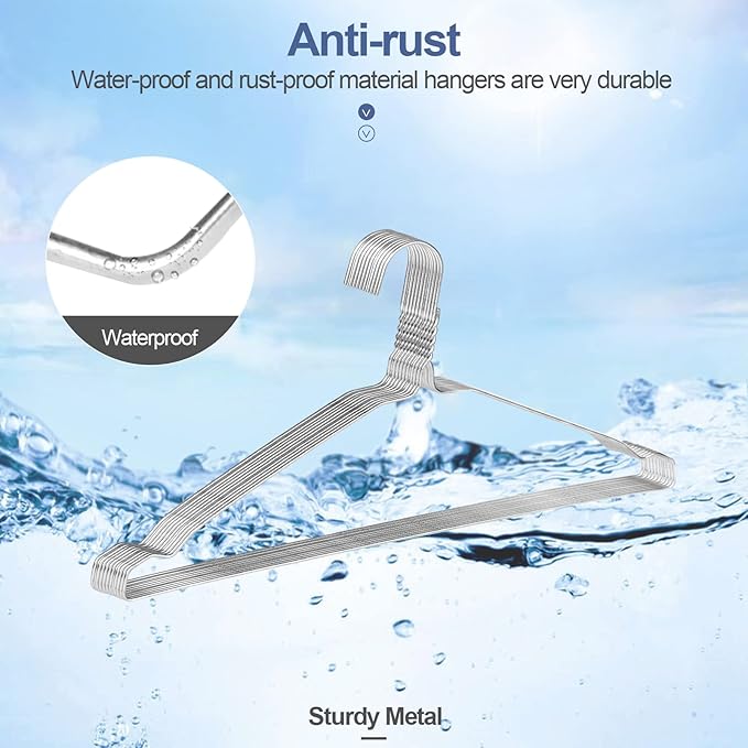 SPECILITE Wire Hangers 50 Pack, Metal Wire Clothes Hanger Bulk for Coats, Space Saving Metal Hangers Non Slip 16.7 Inch Ultra Thin, for Standard Size Suits, Shirts, Pants, Skirts