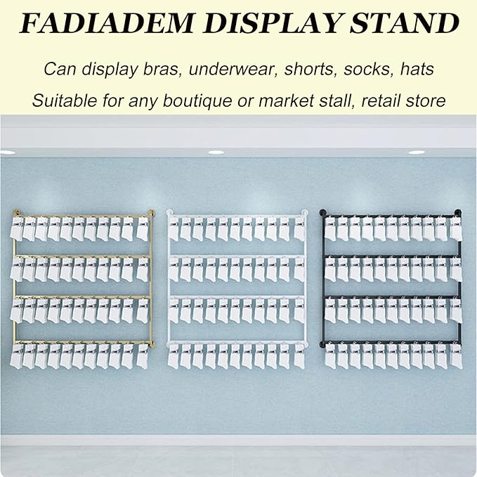 Wall-Mounted Socks Storage Organizer Display Stand, Boutique Space-Saving Hook Shelves Underwear Holder, Modern Retail Metal Frame Shelf, Multifunctional Hanging Necklace/Jewelry/Bracelet/Ring