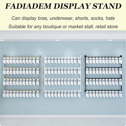 Wall-Mounted Socks Storage Organizer Display Stand, Boutique Space-Saving Hook Shelves Underwear Holder, Modern Retail Metal Frame Shelf, Multifunctional Hanging Necklace/Jewelry/Bracelet/Ring