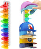 Hat Organizer for Baseball Caps 2 Pack, Adhesive Hat Rack for Wall,Baseball Cap Organizer(White+Rainbow)