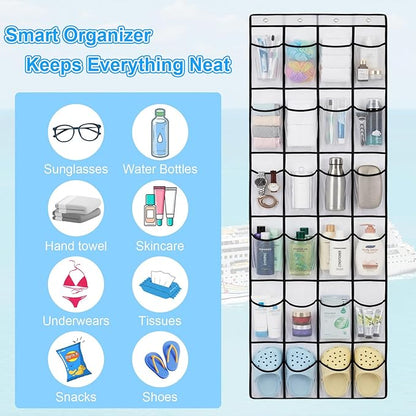 Over The Door Shoe Organizer for Cruise Ships, Clear Hanging Door Organizer with 22 Pockets, Door Organizer Hanging with 3 Suction Cups & 3 Hooks, Cruise Ship Door Organizer - Cruise Essentials 2026