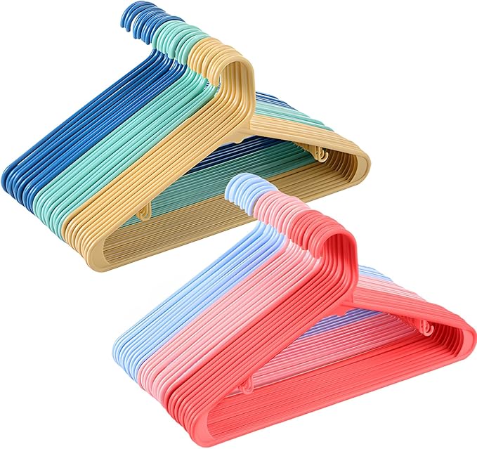 Jetec 120 Pcs Plastic Clothes Hangers Bulk Heavy Duty Hangers with Hooks Durable, Space Saving Thick Closet Hangers Coat Hanger for Clothing Adult Shirts Pants Dresses(Morandi)